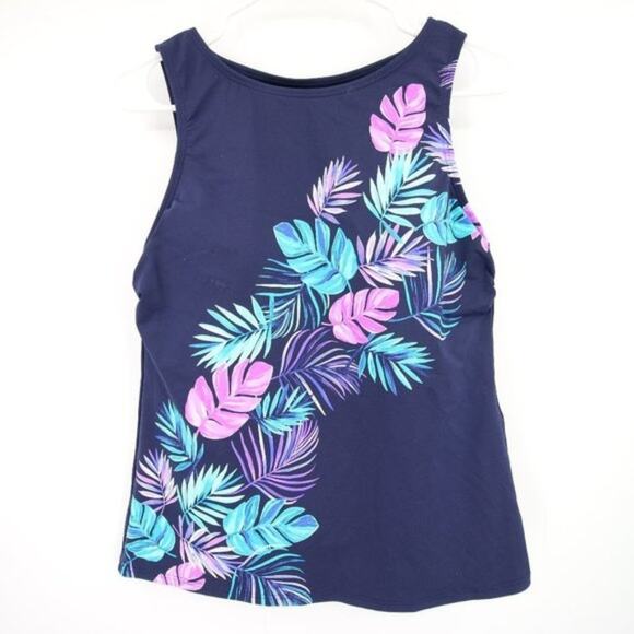 Lands' End Other - NWOT Lands End Navy Blue Tank Tankini Swim Top Palm Print Purple Size 12